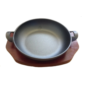 20cm Cast Iron Balti With Wood Base (7613)