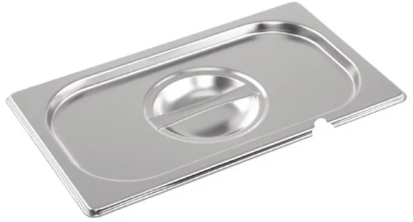 1/4 One Fourth Size Stainless Steel Gastronorm Container Notched Lid