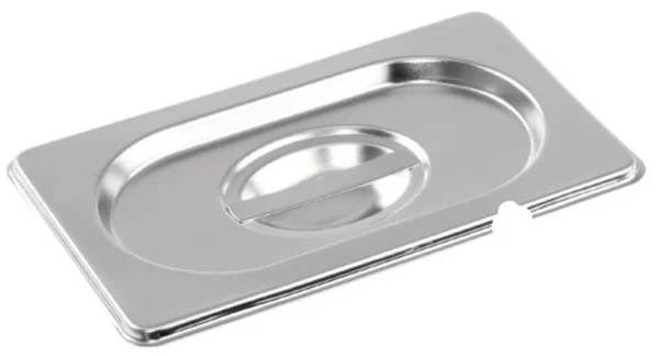 1/9 One Ninth Size Deep Stainless Steel Gastronorm Container Notched Lid