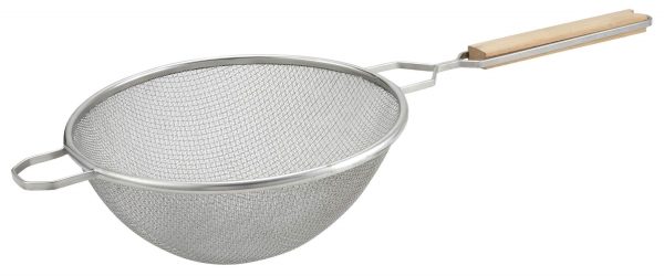 26cm Dia Double Mesh Strainer Wood Handle