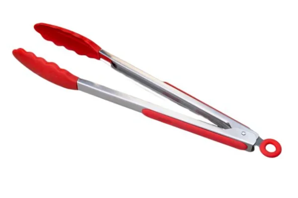 7861 12" Silicone Tongs Red