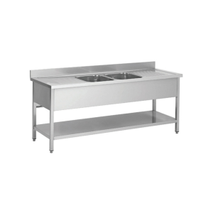 DOUBLE BOWL DOUBLE DRAINER SINK UNIT 2400MM LONG