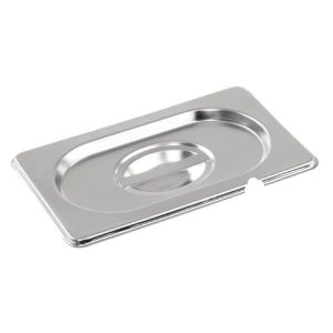 1/9 One Ninth Size Deep Stainless Steel Gastronorm Container Notched Lid