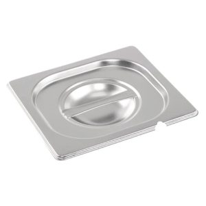 1/3 One Third Size Stainless Steel Gastronorm Container Notched Lid