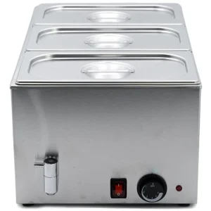 BAIN MARIE 1/1 GN WITH DRAIN TAP (3 x 1/3 150mm deep Gastronorm Pans Included)