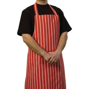 Butchers Stripe Red Bib Apron